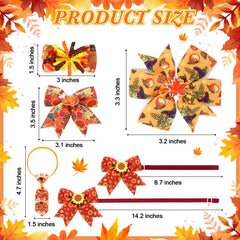 Huhumy pet bow ties displaying a selection of Thanksgiving patterns.