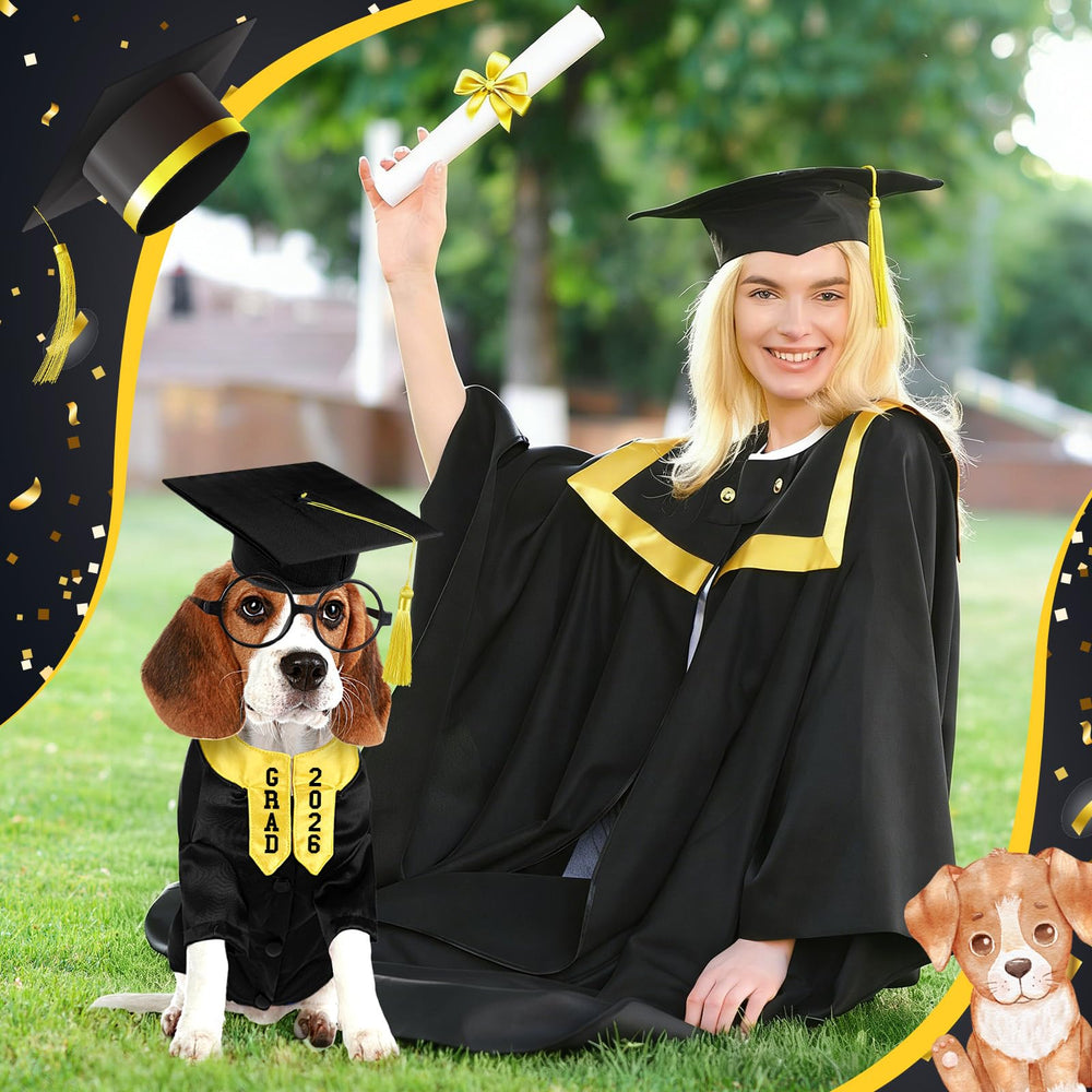 Huhumy pet graduation costume DIY letter stickers for adding a name and graduation time.