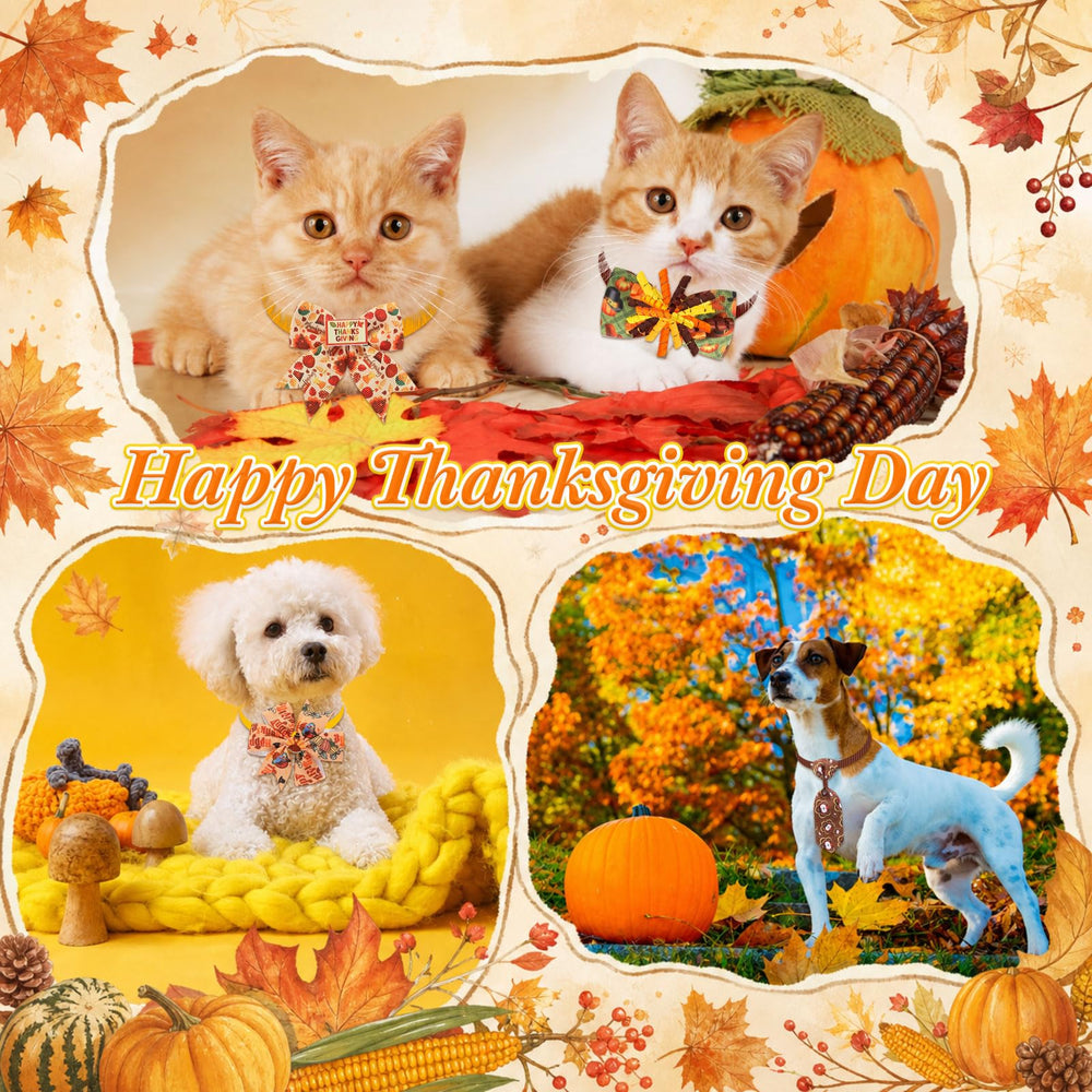Huhumy Thanksgiving bow ties featuring autumn and holiday motifs.