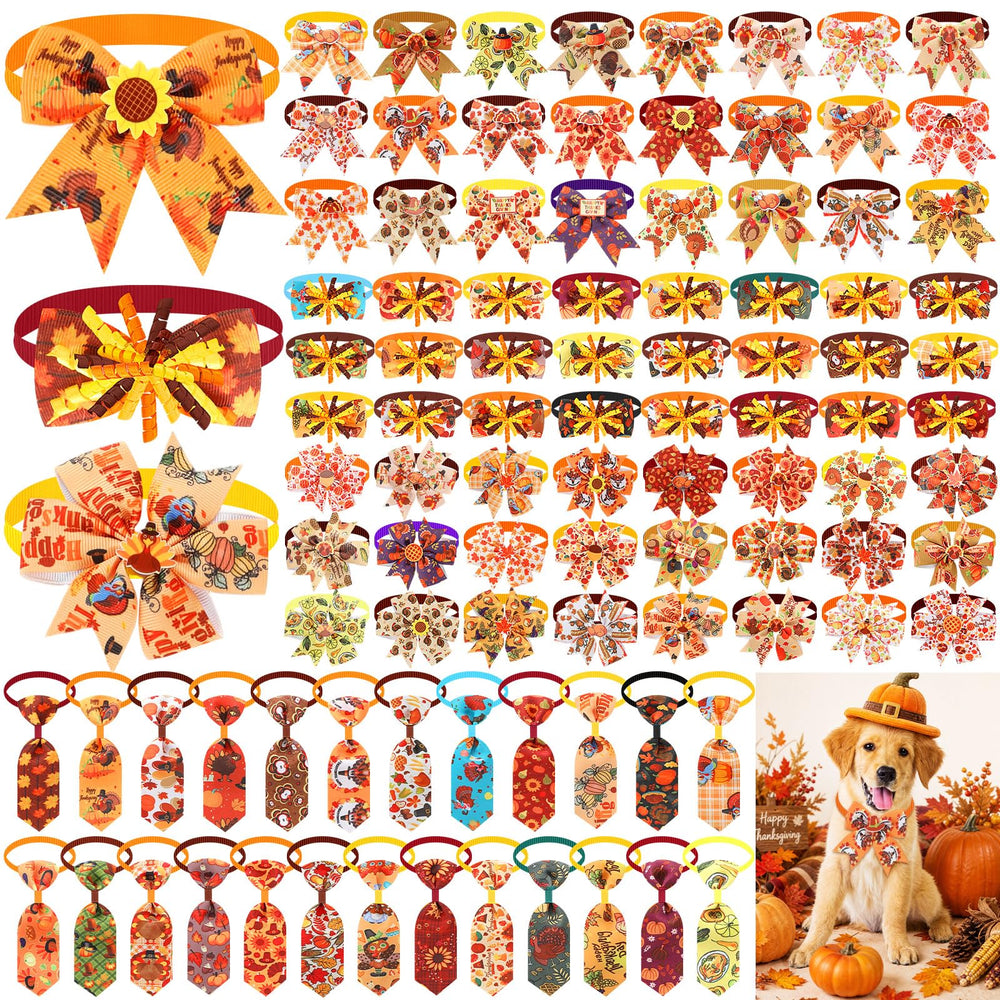 Huhumy Thanksgiving pet bow ties shown as a festive accessory set.