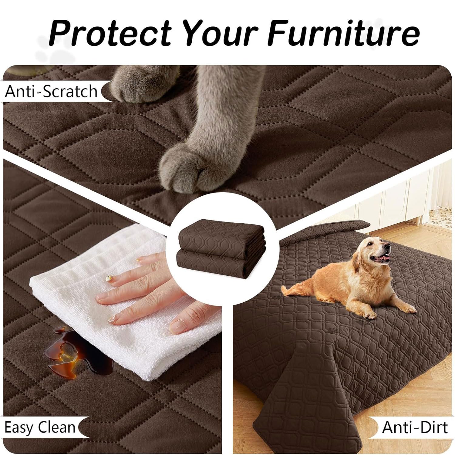 hyha waterproof dog blanket laid over a sofa.