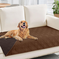 hyha dog blanket shown from the front to display its overall reversible cover design.