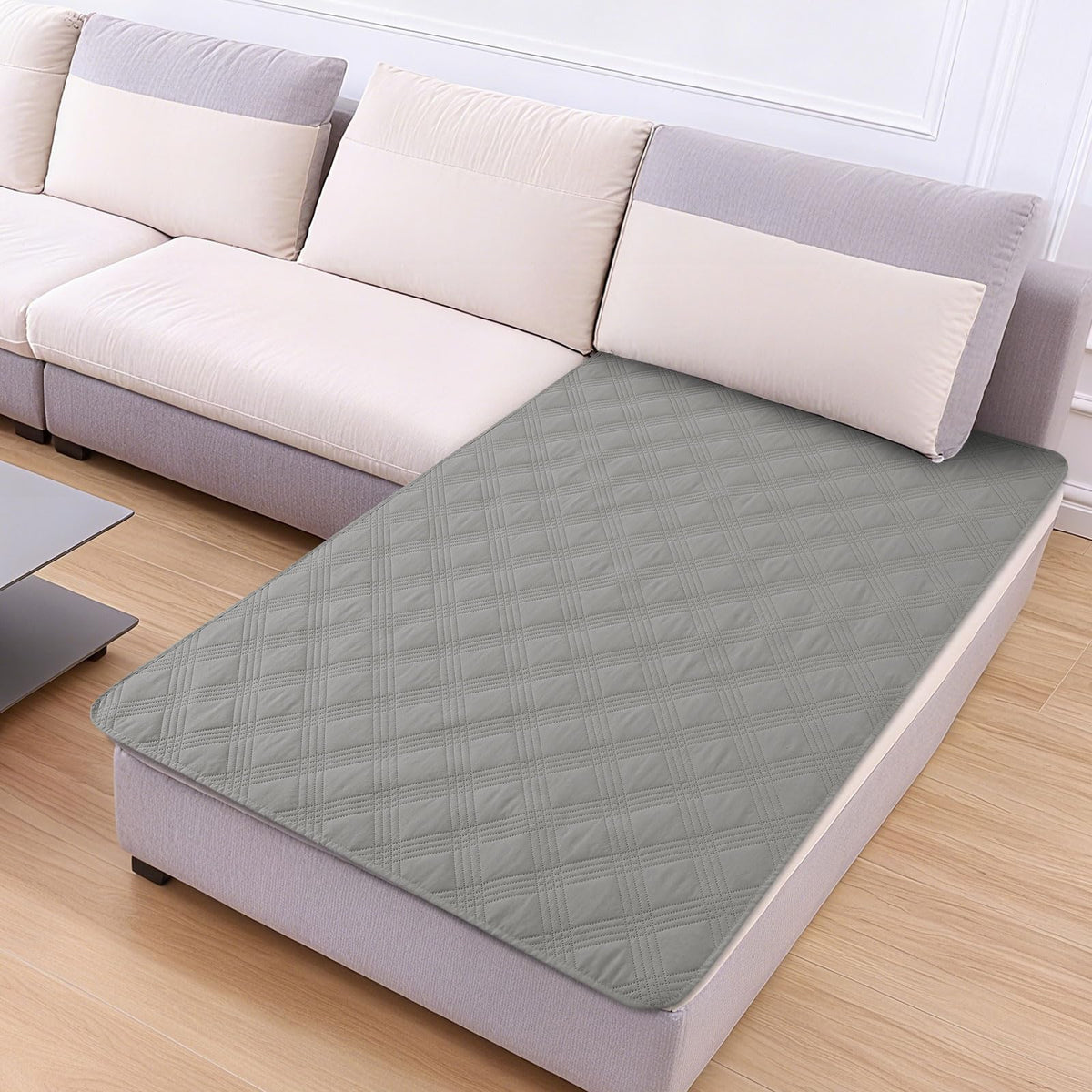 hyha dog blanket shown from the front as a furniture cover.
