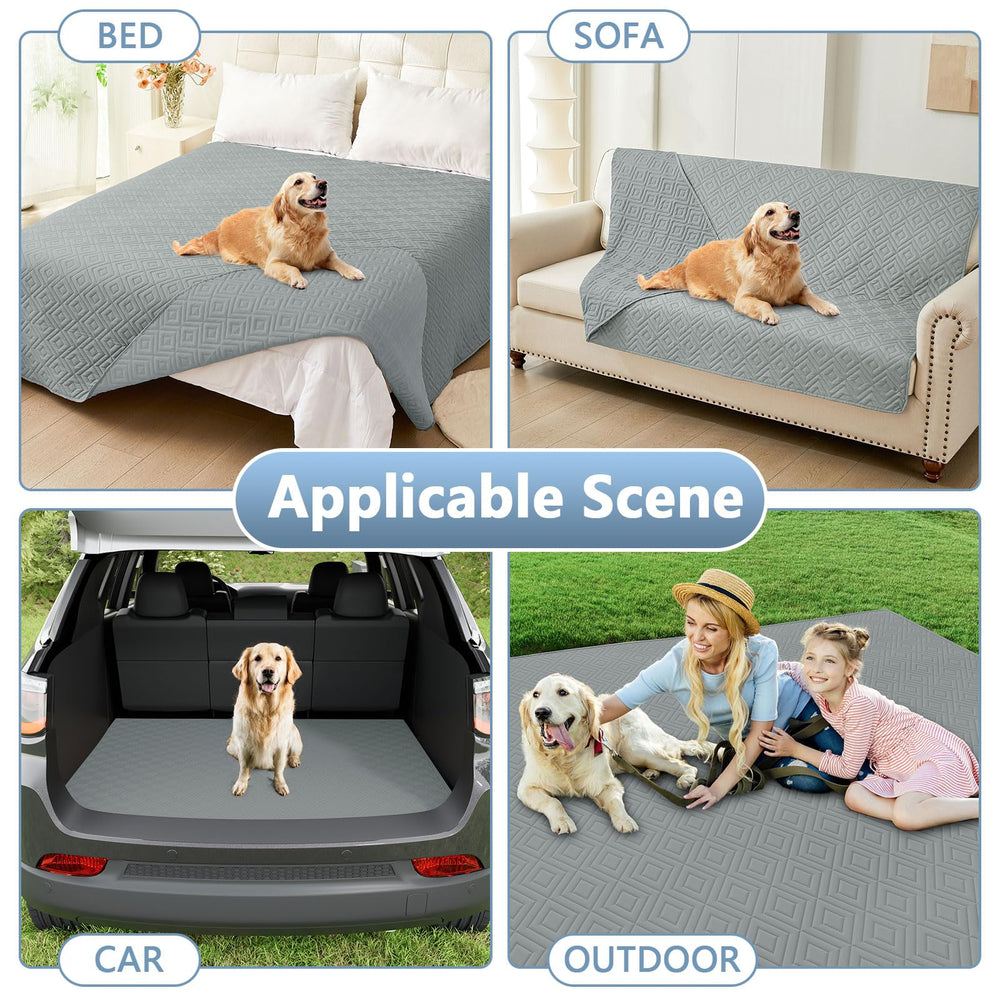 hyha Waterproof Reversible Dog Blanket used over a dog kennel.