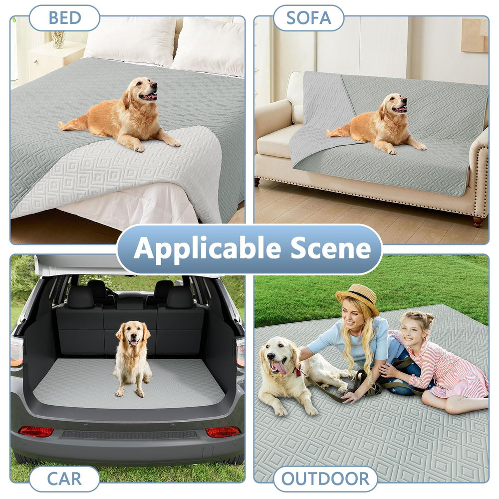 hyha Waterproof Reversible Dog Blanket used as a bed cover.
