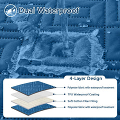 hyha waterproof dog blanket showing its two reversible colors.
