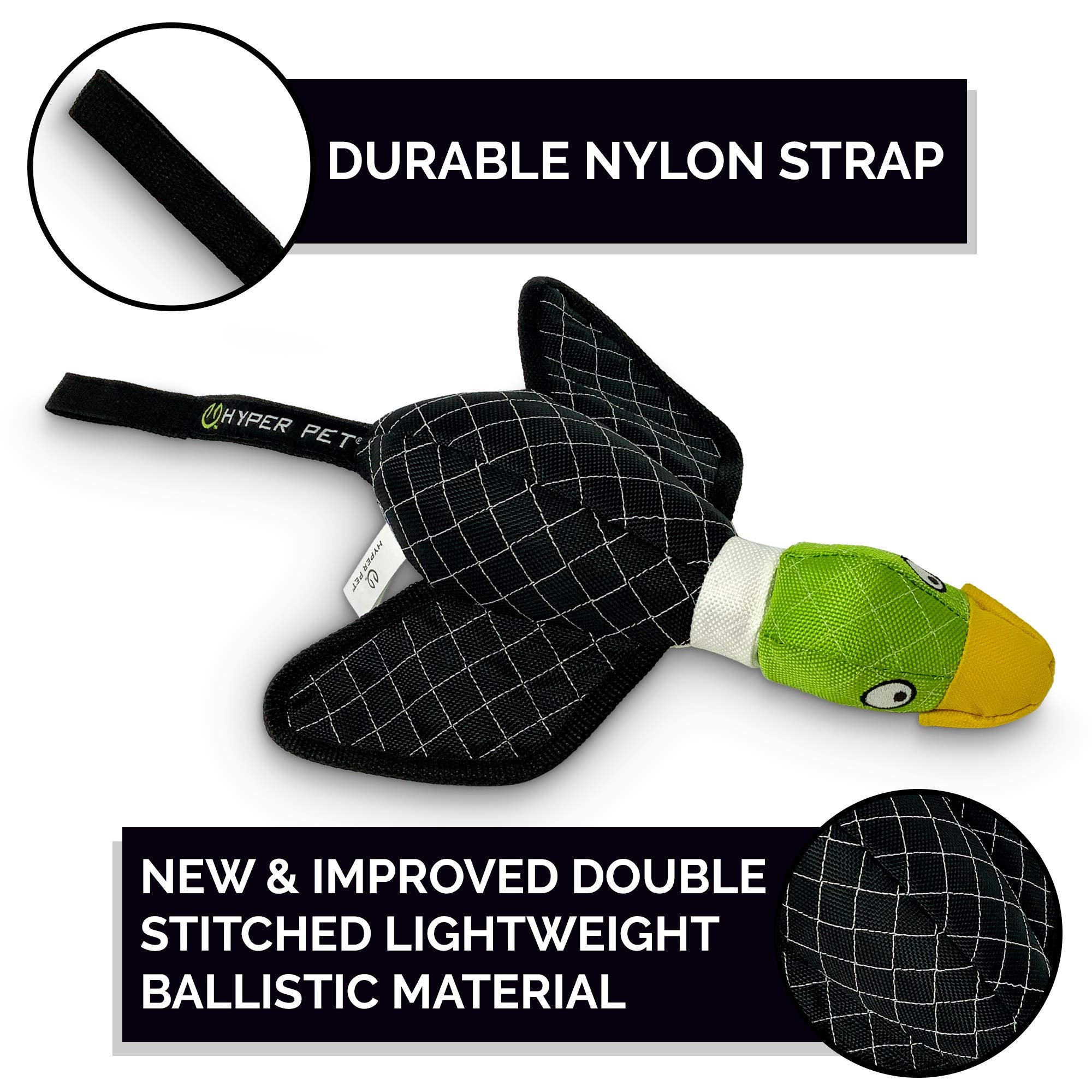Hyper Pet Flying Duck dog toy used for fetch on grass.