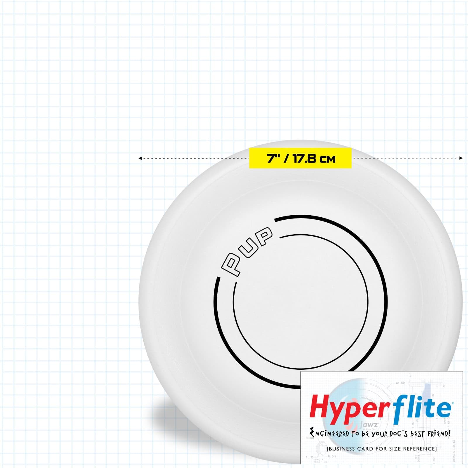 Hyperflite Pup Jawz dog flying disc showing the textured underside.