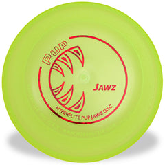 Hyperflite Pup Jawz dog flying disc shown from the front.