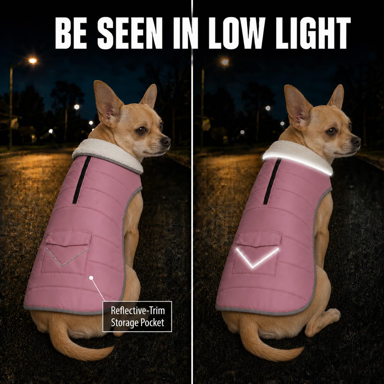 iBuddy small dog winter coat showing a close-up of the outer shell.