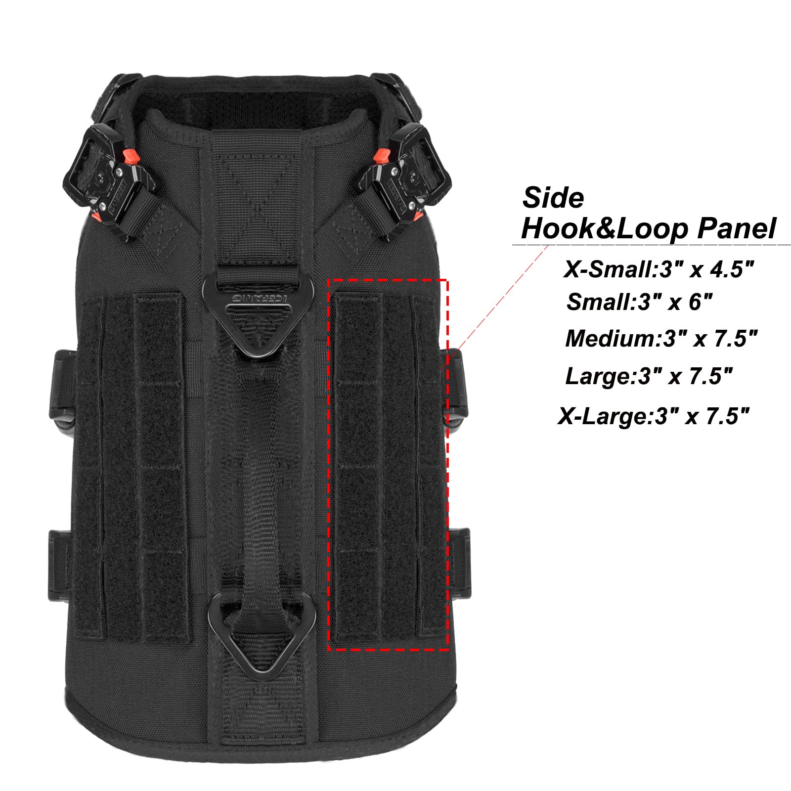 ICEFANG dog harness detail showing its quick-release buckles.
