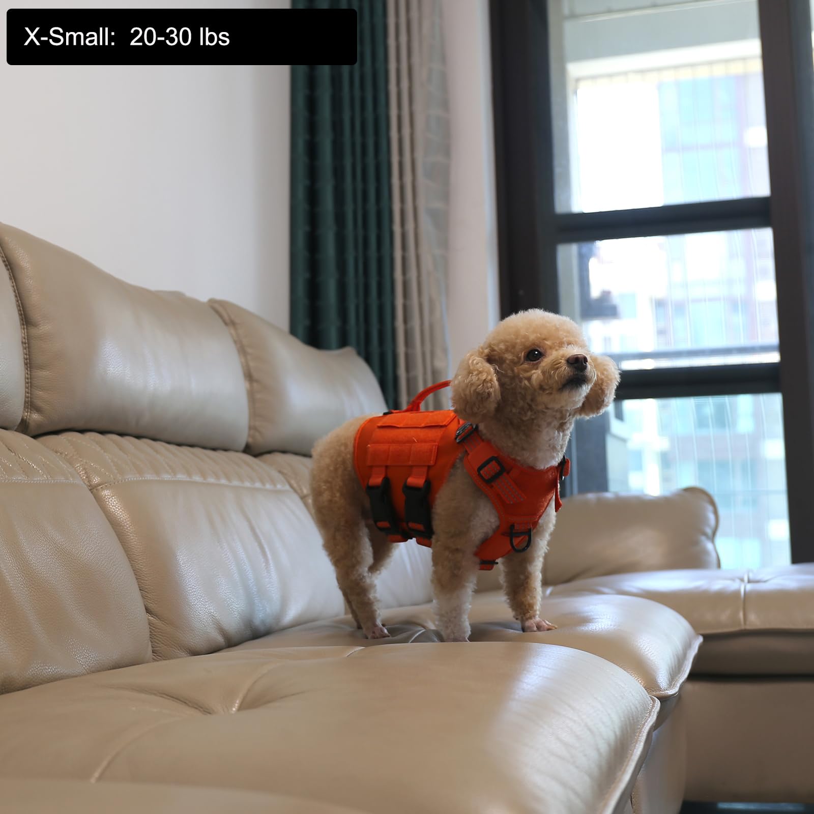 ICEFANG dog harness close-up showing its neck, back, and chest leash attachment rings.