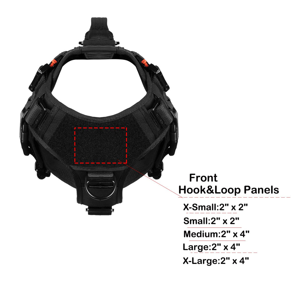 ICEFANG tactical dog harness shown from the back with its rear leash ring.