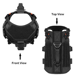 ICEFANG tactical dog harness with its quick-release buckles in focus.
