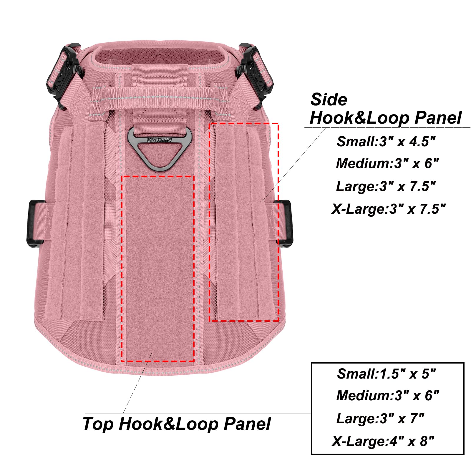 ICEFANG Tactical Dog Harness front chest area showing the leash attachment ring.