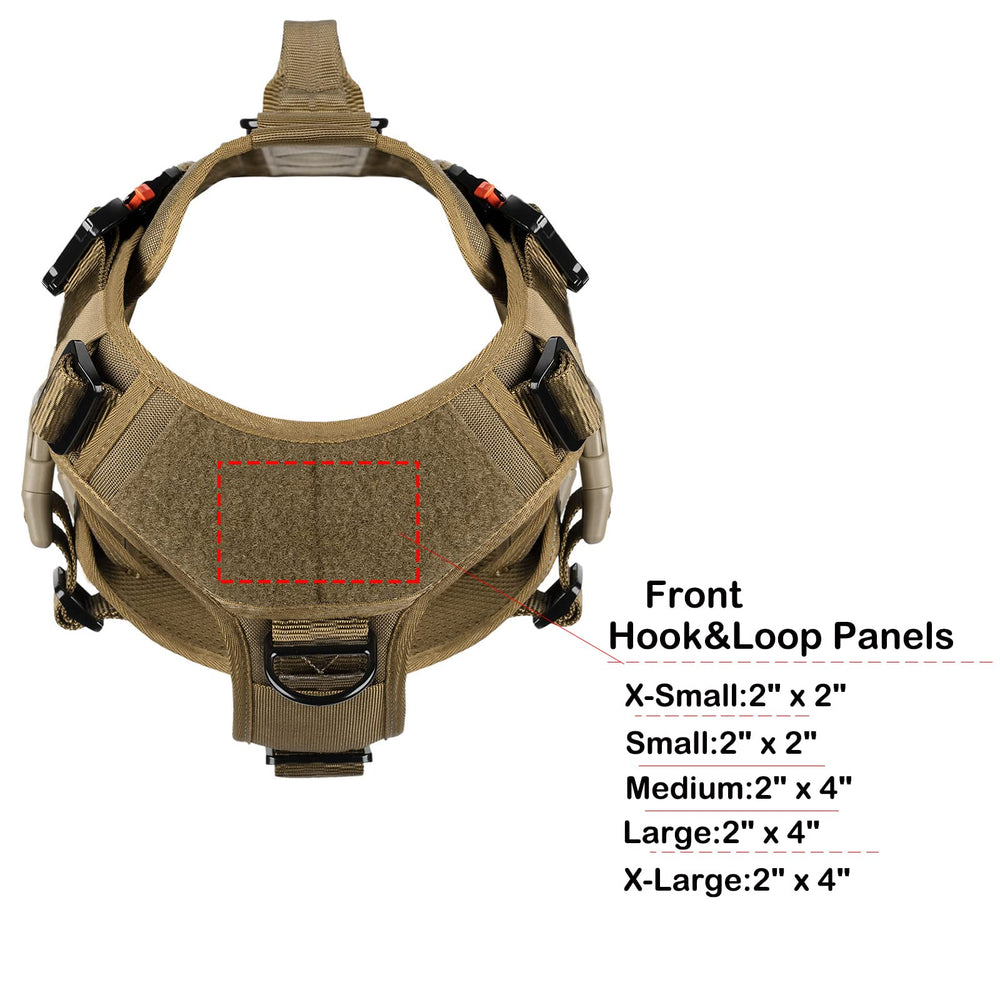 ICEFANG tactical dog harness showing the front chest ring and loop panel.