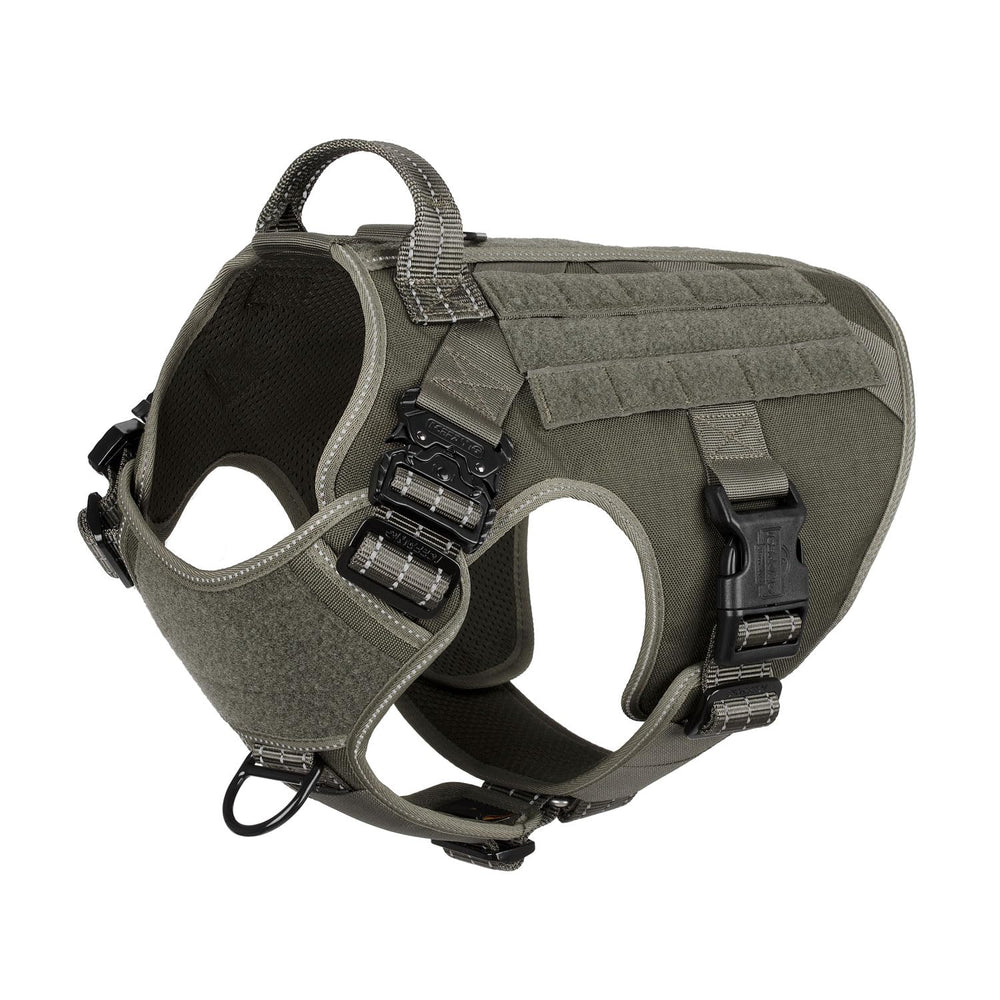 ICEFANG Tactical Dog Harness shown from the front, highlighting its reflective vest design.