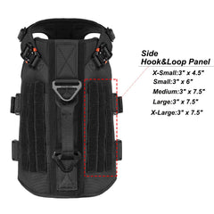 ICEFANG tactical dog harness showing the sewn-on loop panels.