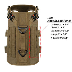 ICEFANG tactical dog harness showing the sewn loop panels for patches.