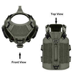 ICEFANG tactical dog harness showing the side MOLLE strips and loop panels.
