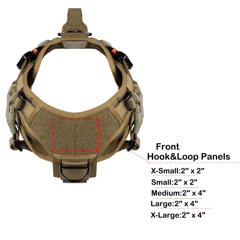 ICEFANG tactical dog harness showing MOLLE-compatible side strips.