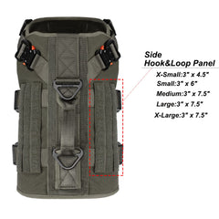 ICEFANG tactical dog harness side view highlighting the MOLLE-compatible strips.