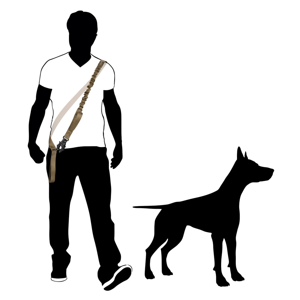 ICEFANG Tactical Dog Leash worn diagonally across the body.