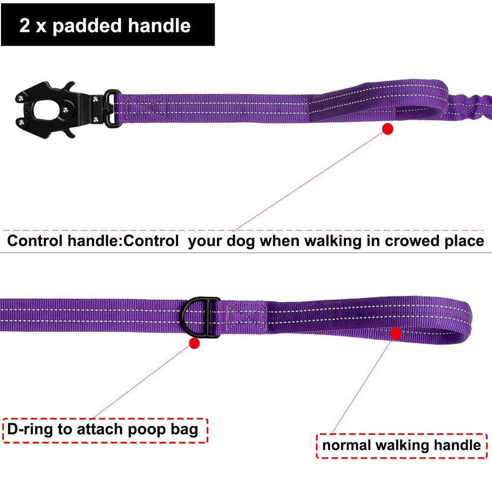 ICEFANG Tactical Dog Leash elastic section shown in detail.