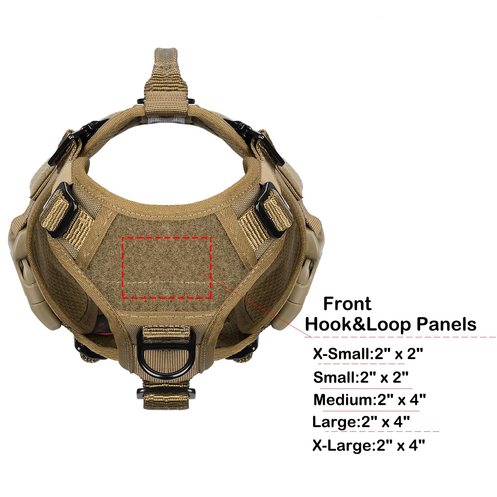 ICEFANG tactical dog harness showing the sewn side and chest loop panels.
