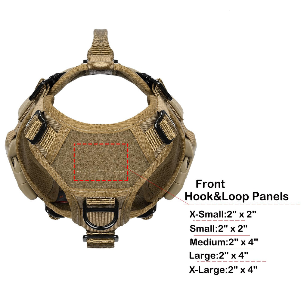 ICEFANG tactical dog harness showing the sewn side and chest loop panels.