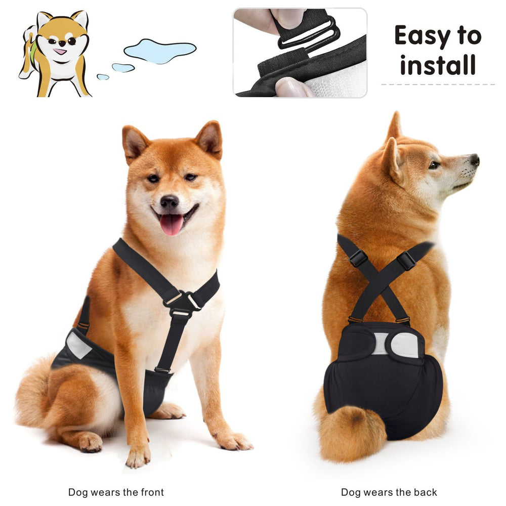 Idepet female dog diaper showing the adjustable back snaps.