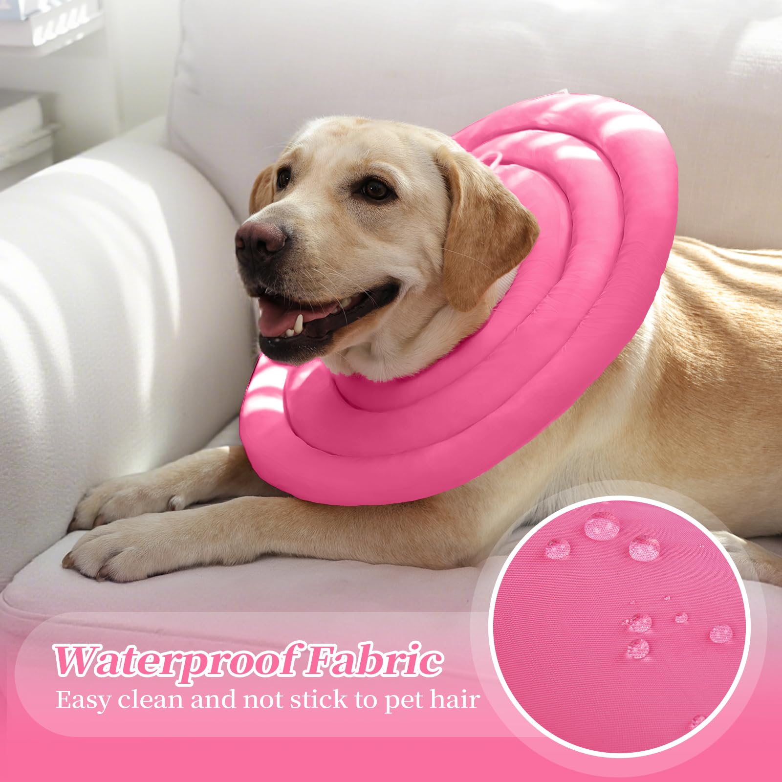 Close-up of the flexible fabric on the IDOMIK dog recovery collar.