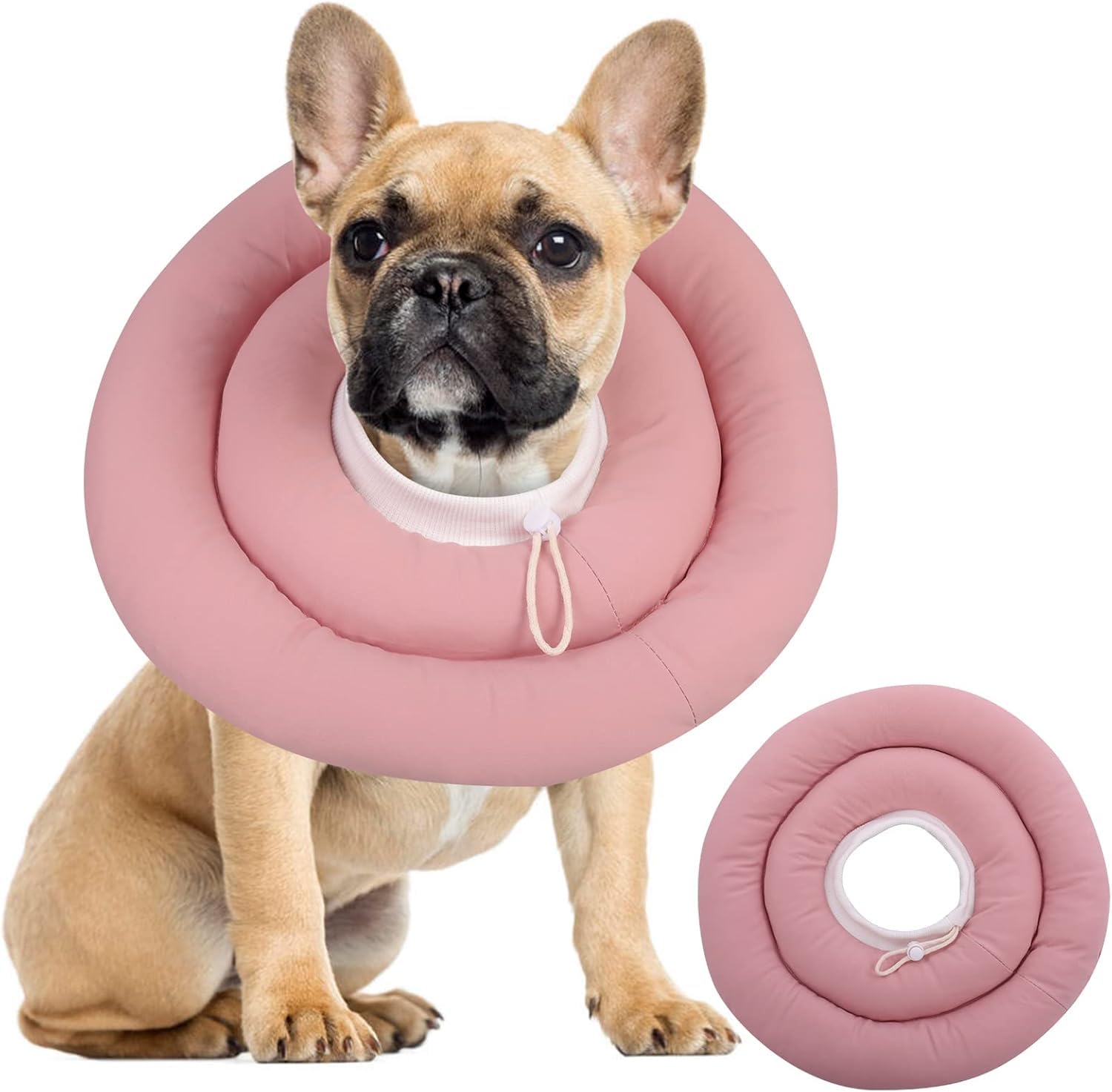 IDOMIK dog recovery collar shown from the front in its soft donut shape.
