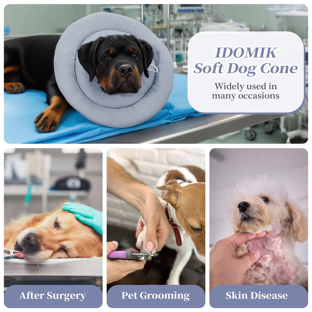 IDOMIK Dog Recovery Collar cushioning a resting pet.
