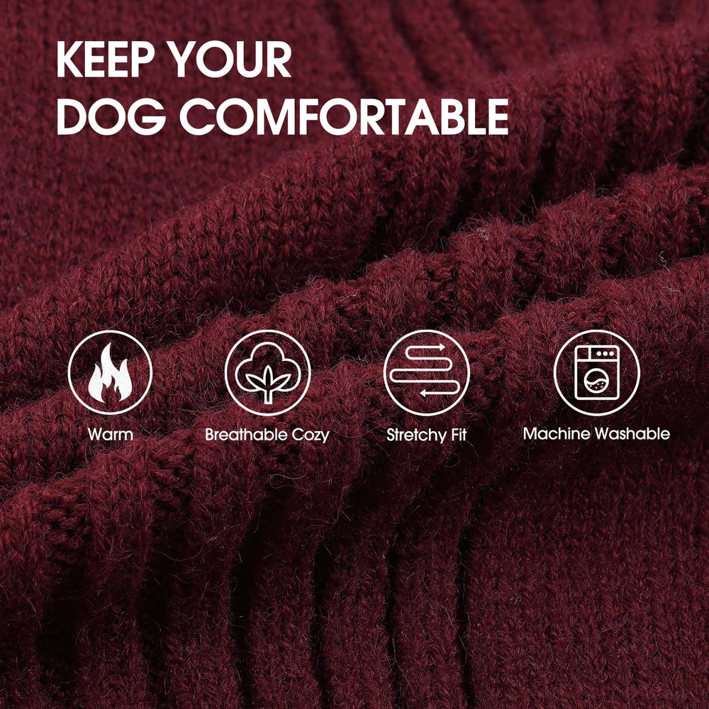 IECOii dog sweater close-up showing the soft, stretchy acrylic knit.