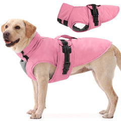 IECOii large dog winter coat shown from the front in pink.