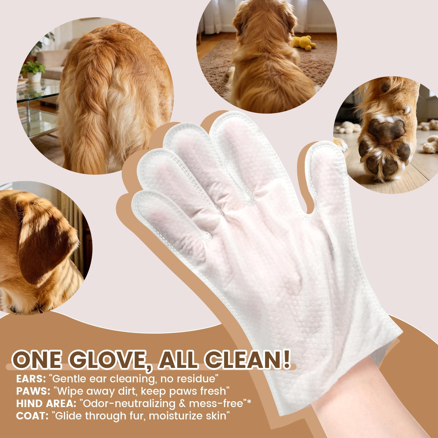 IMMHABI pet glove wipes highlighting the formula with natural persimmon tannin.