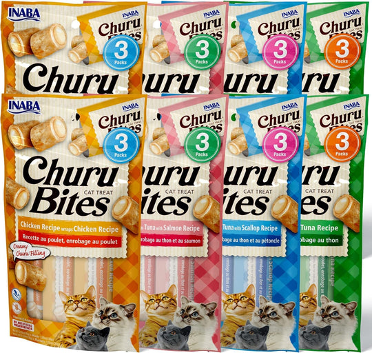 INABA Churu Bites cat treats shown with the product packaging facing forward.