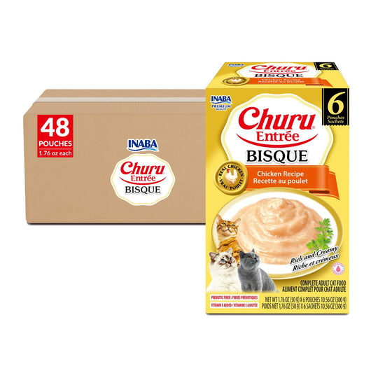 INABA Churu Entree Bisque chicken wet cat food shown from the front.