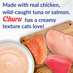 INABA Churu Senior Tuna cat treat puree shown in close-up.