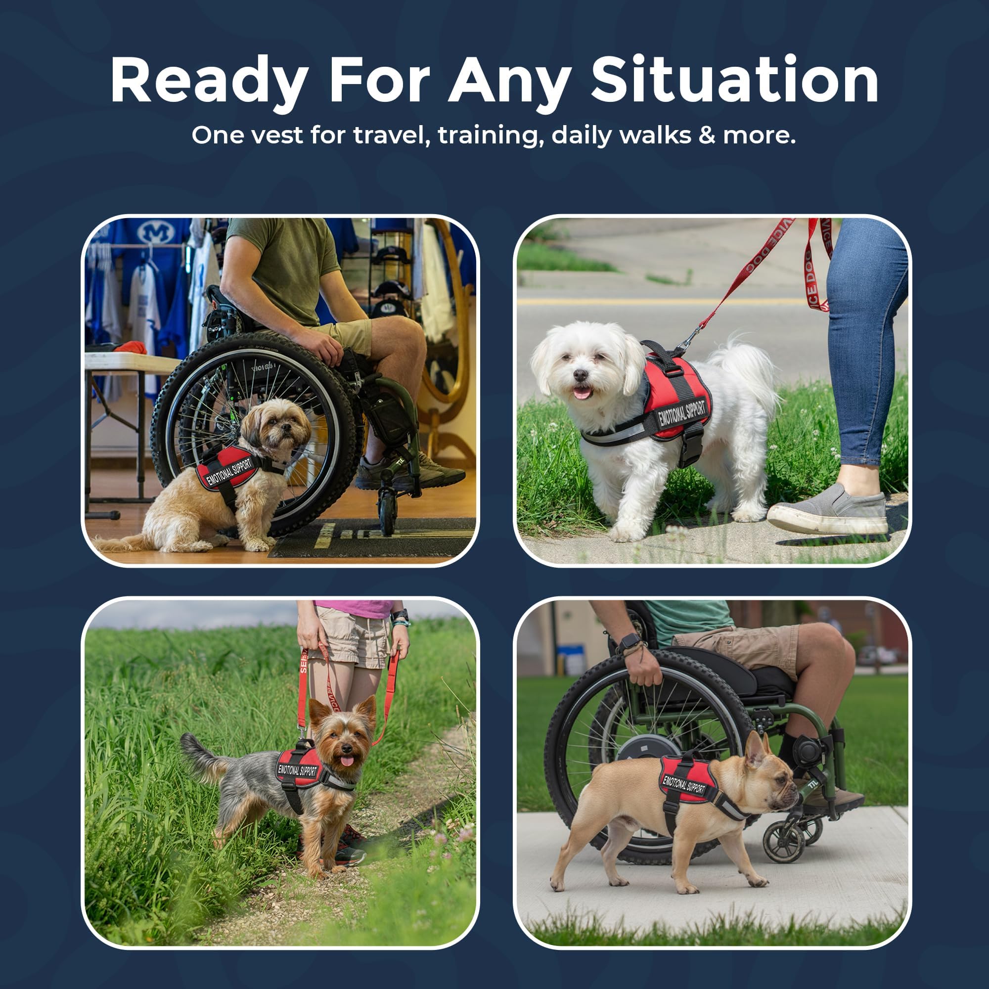 Industrial Puppy emotional support vest harness showing its top handle and reflective details.