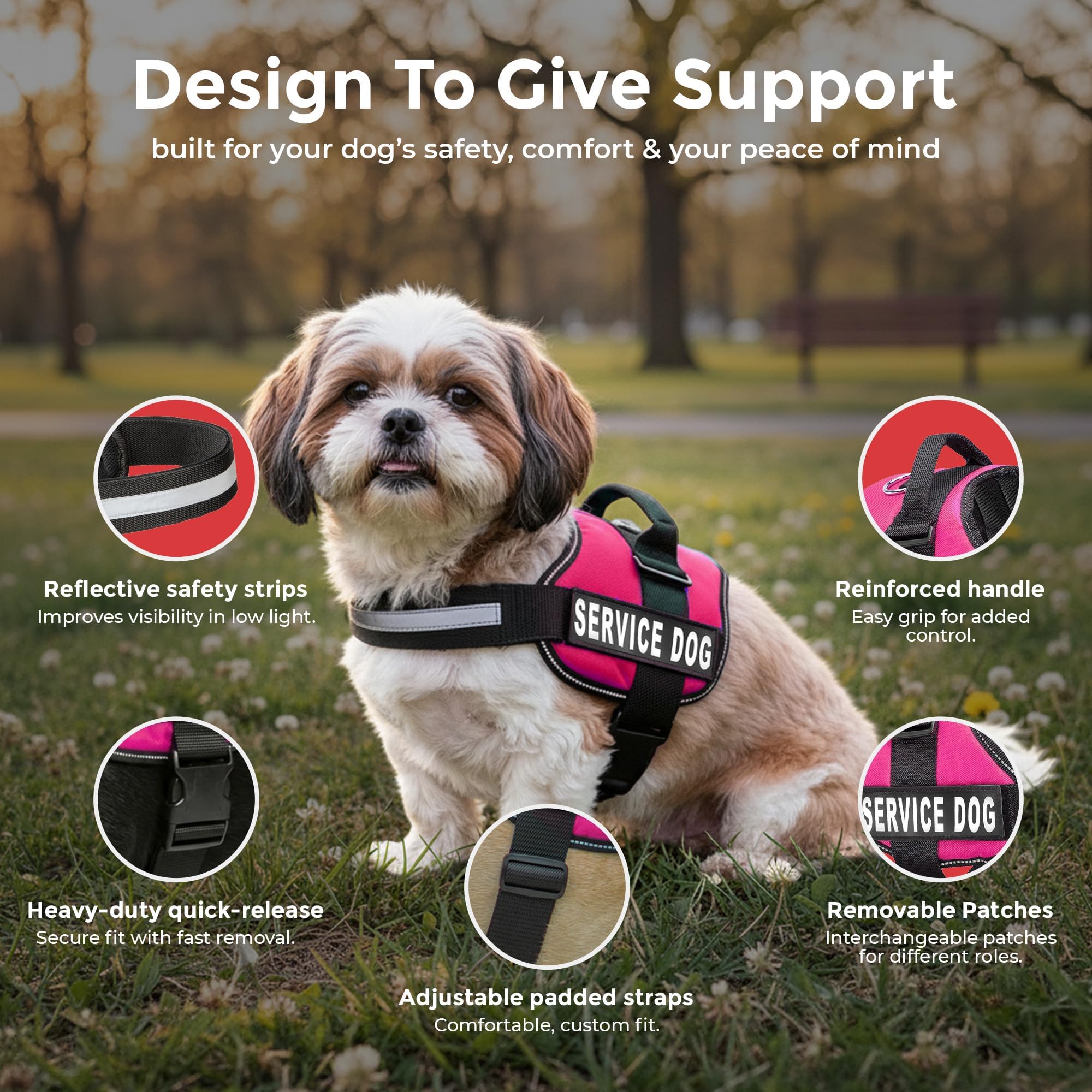 Industrial Puppy service dog vest harness showing its leash attachment D-ring.