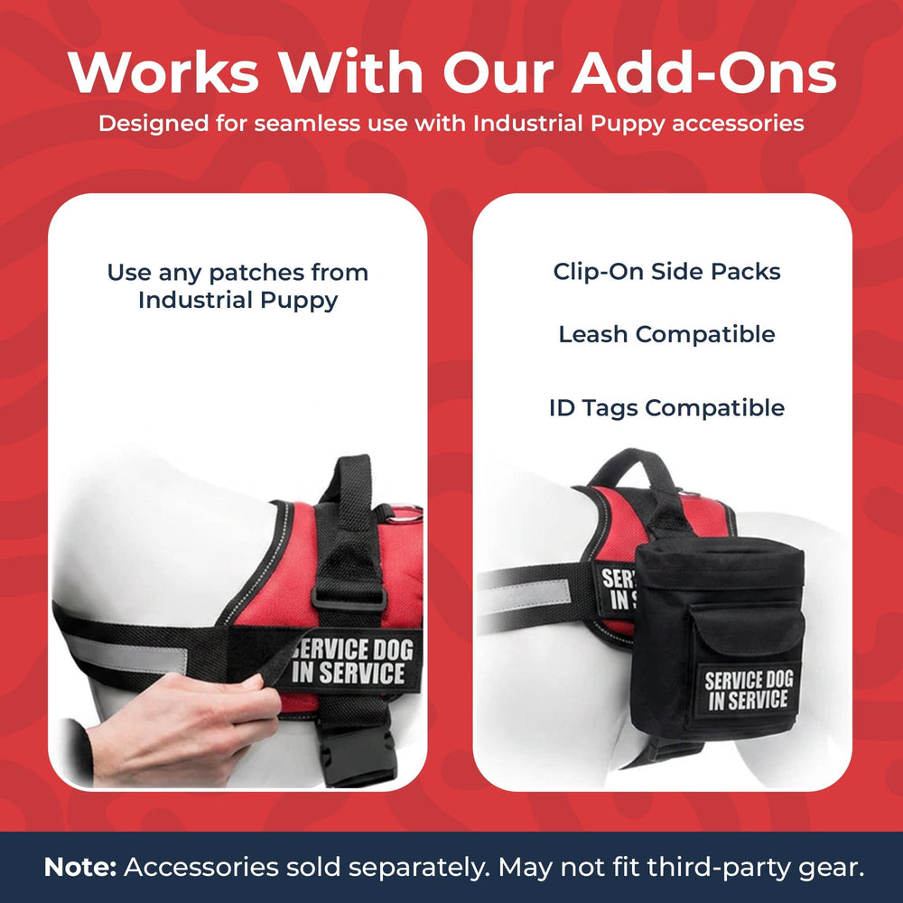 Industrial Puppy service dog training vest harness with a close view of its padded mesh.
