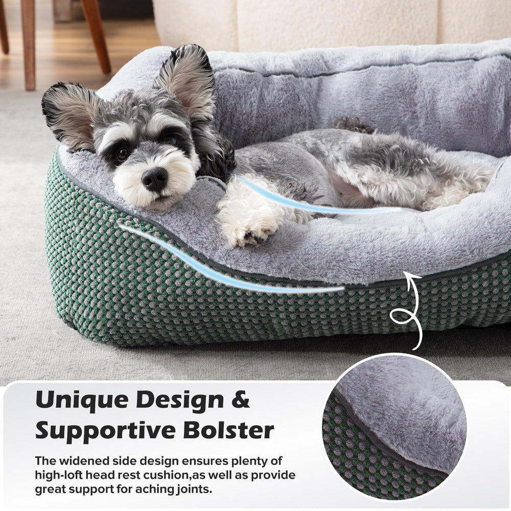 INVENHO dog bed viewed at the low front edge for easier pet access.