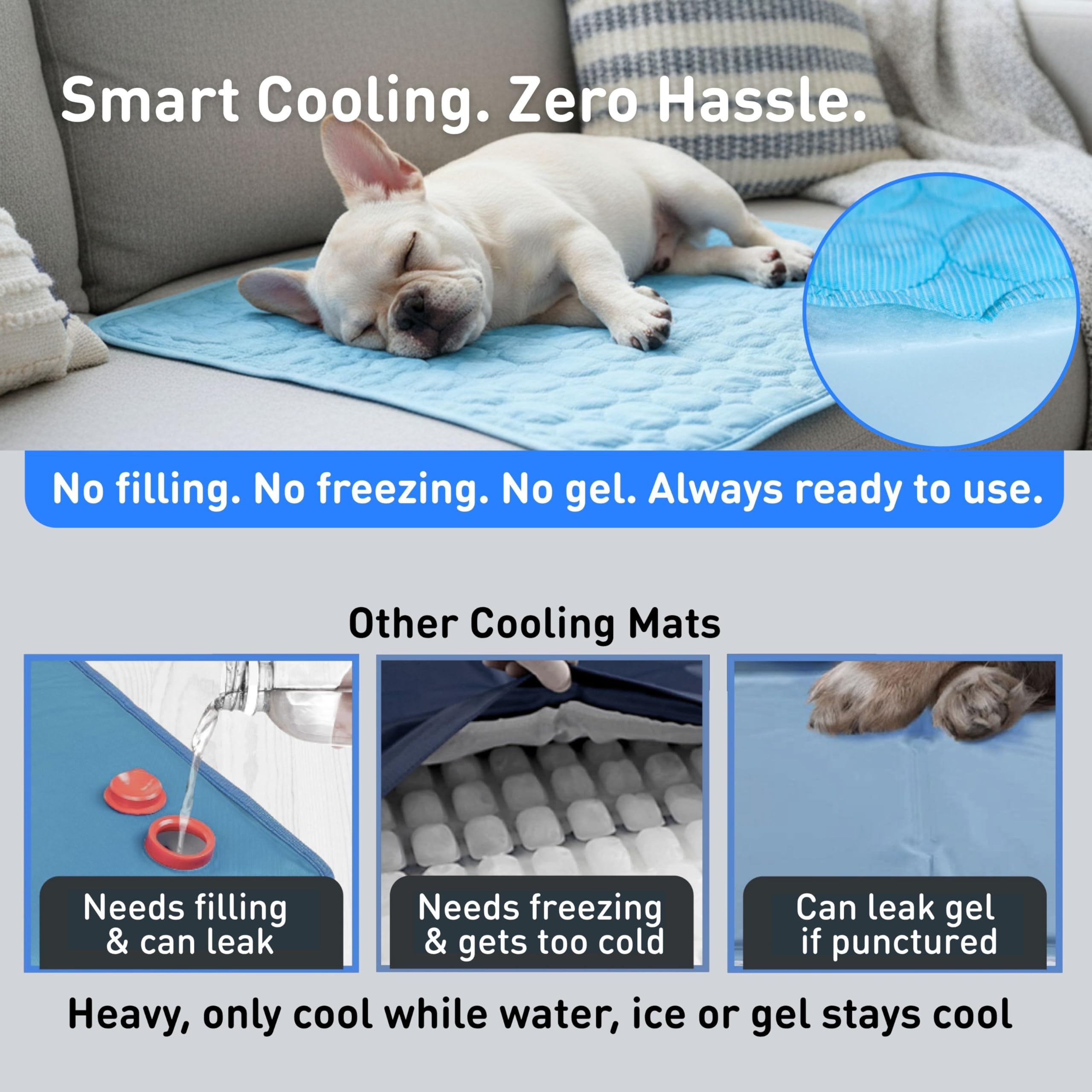 INSPECTOR TAIL Dog Cooling Mat with its included drawstring bag.