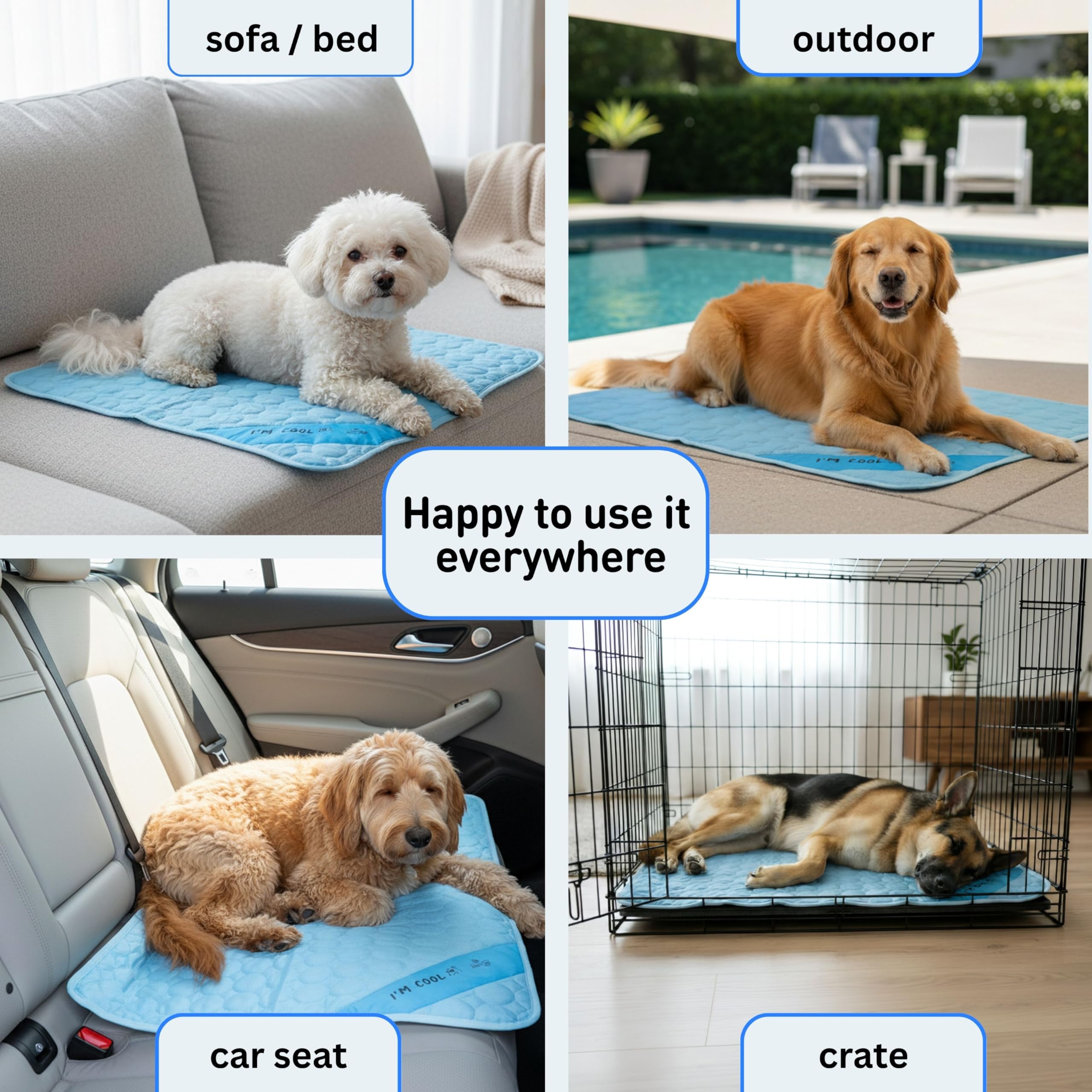 INSPECTOR TAIL Dog Cooling Mat folded for storage or travel.