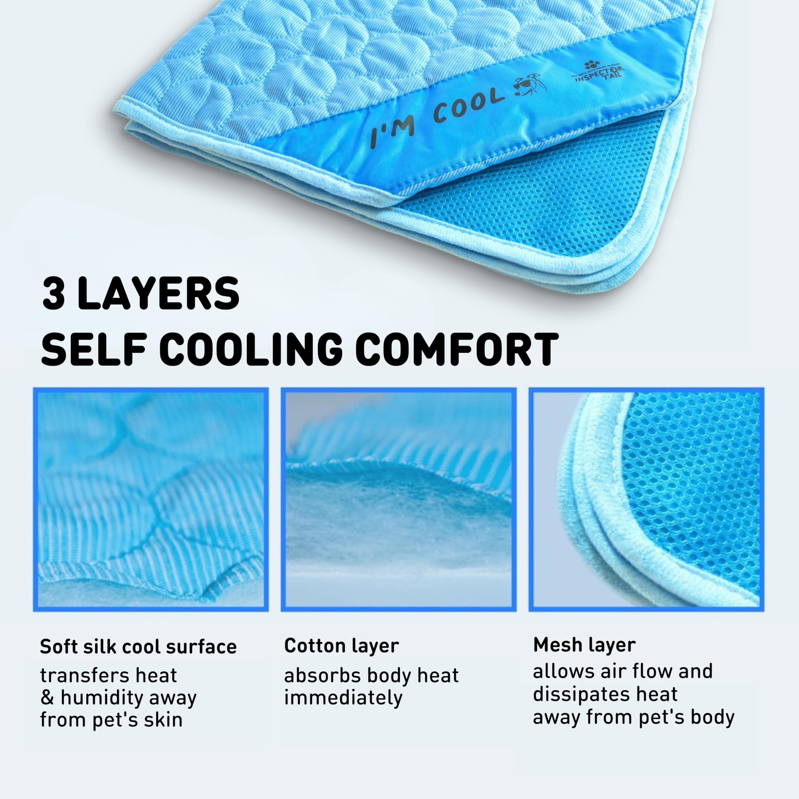 INSPECTOR TAIL Dog Cooling Mat shown in an indoor resting space.