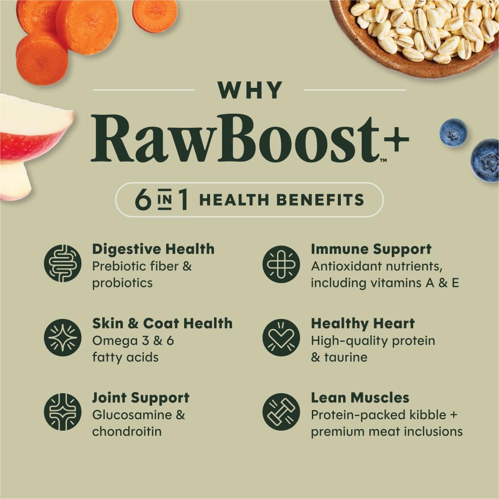 Instinct RawBoost dry dog food kibble shown in a close-up view.