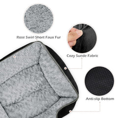 Close-up of the rose-swirl short faux fur on the INVENHO dog bed.