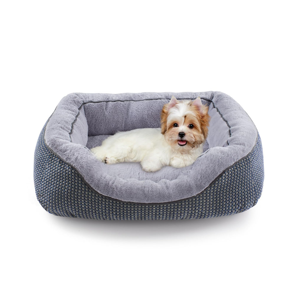 INVENHO dog bed shown in a full view, highlighting its rectangular shape and raised sides.